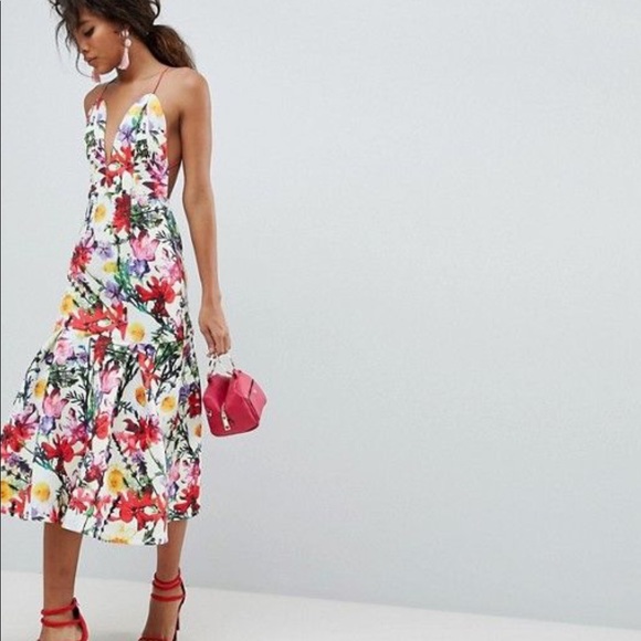 ASOS Dresses & Skirts - ASOS floral scuba dress open back drop waist 6